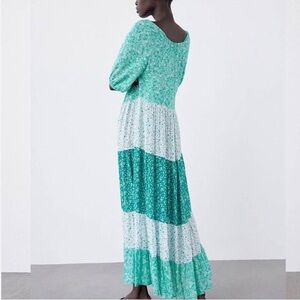 Zara floral print tiered maxi dress, size (S)